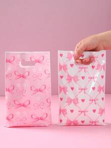 10/25/50pcs Pink Bow Gift Bags, Candy Bags With Cute Pink Bow Design, Suitable For Birthday Party, Wedding, Baby Shower, Boy Or Girl Party Favors, Newborn Party Decorations, Party Table Decor, Gender Reveal, Baby Shower, 1st Birthday, Blue & Pink Bear Decor, Party Bag Fillers, Wedding Decorations - Bow - View 5
