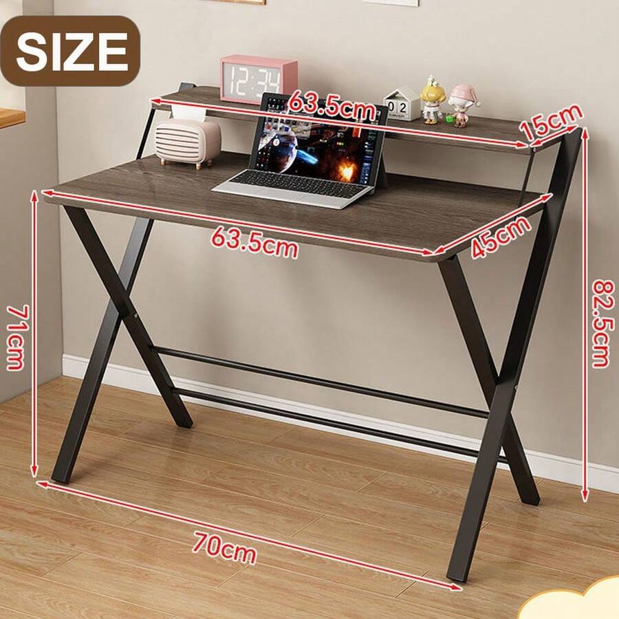 Sturdy Folding Computer Desk Compact Laptop Desk Home Office Workstation For Small Space - Maroon - View 1