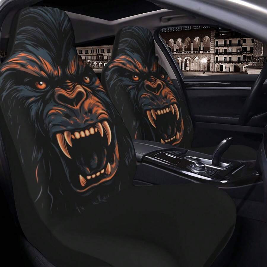 Gorilla & Demon Mask Design Universal Car Seat Covers - Ape and Ghost Face - View 1