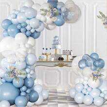 129Pcs Blue Balloon Arch Kit Blue And White Balloon Arch Garland Kit Include Light Blue Macaron Blue Sand White Balloons For Wedding Birthday - Multicolor - View 2