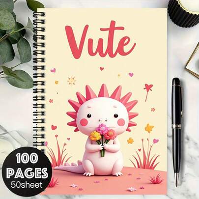 100-Page Cute Cartoon Dinosaur Pattern Spiral Notebook, Satisfying Various Writing Needs. Suitable For Work Records, Study Notes, Daily Plans, And As A Thoughtful Gift For School, Graduation, Birthday, Diary Writing, And Memos. Combines Aesthetics And Practicality.