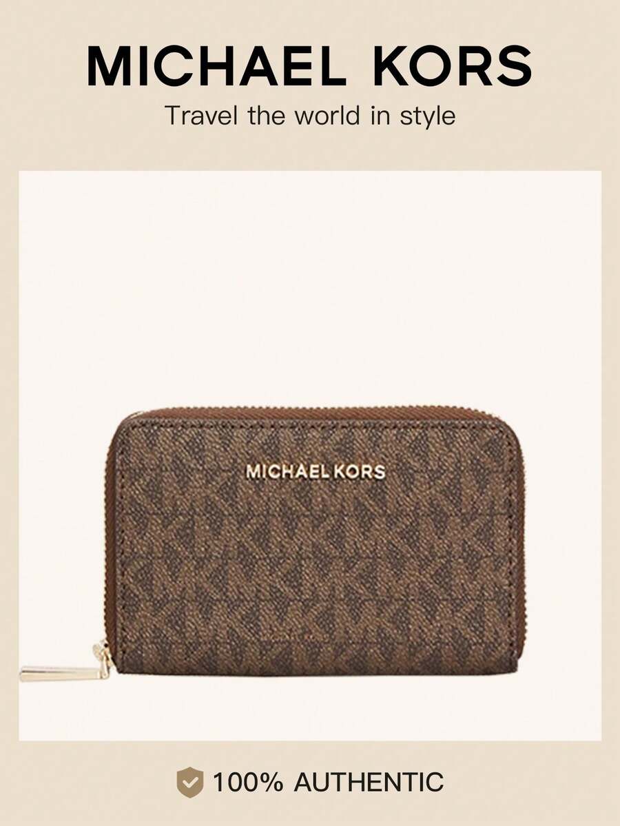 Michael Kors Empire Slim Thin ID Credit Card Holder RFID Genuine Leather Bifold Front Pocket Wallet - Dark Brown - View 1