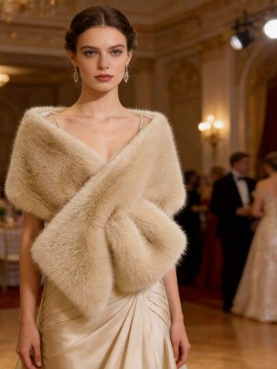All-Season Faux Fur Shawl | Air Conditioner Blanket & Evening Gown Overlay | Multiple Colors Available