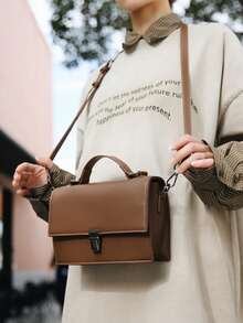 Unisex British Style Mini Messenger Bag, Box-Shaped Shoulder Bag, Handbag, Casual Commuter One Shoulder Crossbody Bag, Rectangular, Suitable For Back To School, Vacation, Father's Day Gift, Valentine's Day Gift - Multicolor - View 10