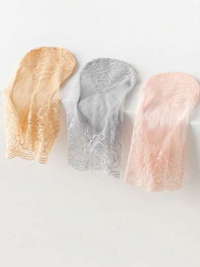 1/5/10 pares de calcetines de encaje transparentes y sin deslizamiento para mujer, estilo Lolita, para primavera y verano