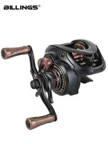 BILLINGS 7.2:1齿轮比路亚卷线器，带磁力刹车系统，最大刹车力6公斤，金属线杯和摇臂，适用于淡水和海水 - 彩色 - 查看 2