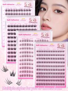 100/120pcs Self-Adhesive False Eyelash Clusters, Mixed Length Fluffy Set, No Glue Needed, Fluffy Individual False Lashes, Self-Adhesive DIY Eyelash Extension, Pre-Glued Lash Clusters, Natural Lengthening C-Curl Lash Clusters, No Glue Or Makeup Remover Needed, False Eyelashes, Lash Clusters, Individual False Lashes, Eyelashes, False Lashes - C - View 10