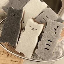 4pcs Cute Cat-Shaped Kitchen Sponge Set - Thick & Durable Dishwashing Cleaning Tools, With Metal Hooks For Hanging Pots, Utensils, And Non-Scratch Sponge Foam, Multi-Functional Heavy-Duty Kitchen Cleaning Sponge - 2/4/6/8 Pcs, 4-Color Combination, 3-Layer Design - Nhiều màu - Xem 8