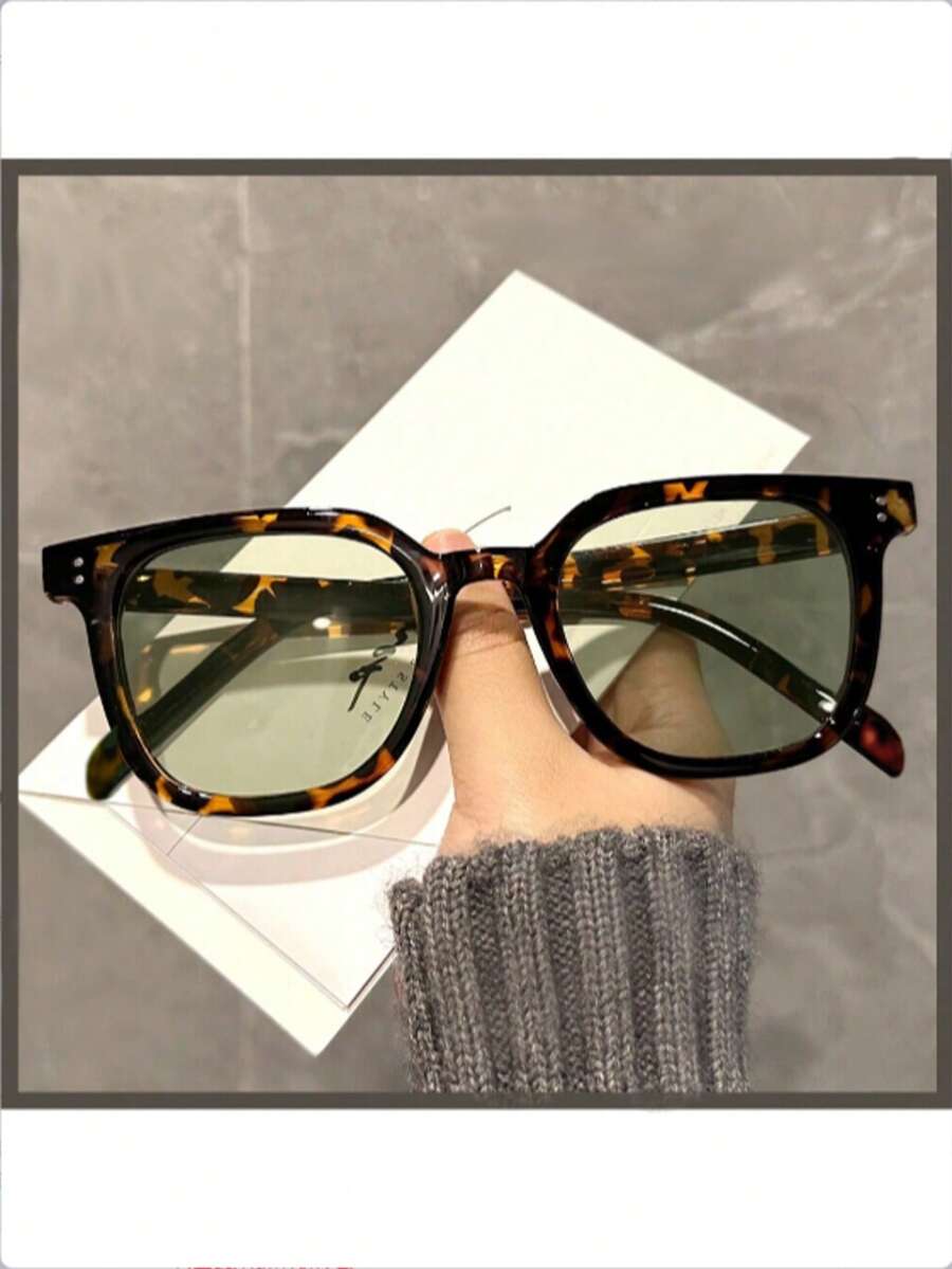 时尚街头风方形镜框男女通用太阳镜 - 巧克力棕 - 查看 1