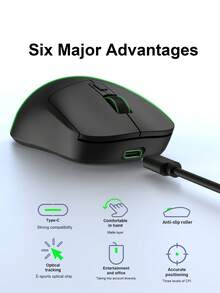 EAGET 无线光电鼠标，可充电，2.4G 和蓝牙 5.2 双模无线鼠标，3 档可调，1600 DPI，静音点击，6 键人体工学鼠标，适用于 PC/笔记本电脑 - 查看 7