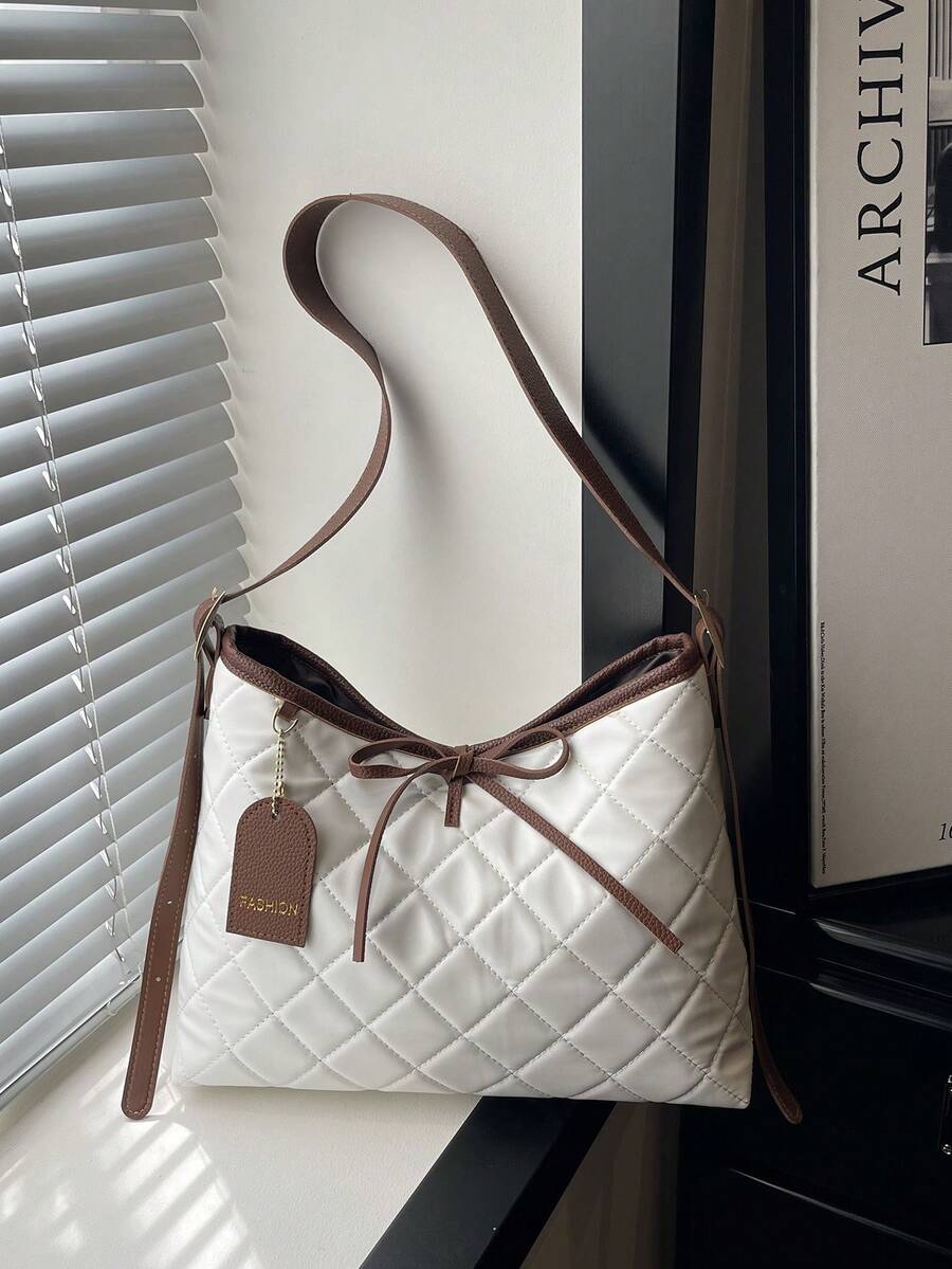 2026 New Retro Niche Rhombus Tote Bag, Large Capacity Commuter Bucket Bag, Artistic High-End Handbag For Women