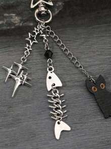 猫咪海星钥匙扣手链包饰，男女通用，节日礼物，情人节礼物 - 銀色 - 查看 3