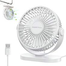 Sweetfull Mini Desktop Electric Fan, 3-Speed Adjustable/USB Cable Powered/With Hook/Suitable For Spring And Summer Use, Applicable For Study, Bedroom, Living Room, Office, Lounge - USB Powered Version - View 12