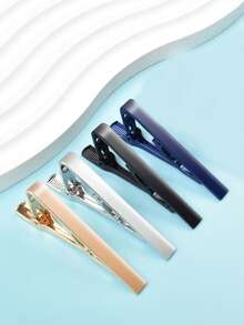 1pc Or 4pcs/Set Men's Minimalist Tie Clips, Black, Gold, Blue, Silver Tie Clip Set, Suitable For Regular Neckties - Tie Clip - View 5