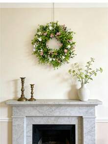 18 Inch Colorful Artificial Flower Wreath, Suitable For Wall, Window, Door Decor, Wedding Decoration, 45cm Seasonal Wreath - Dark Green - View 8