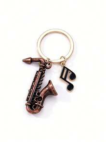1pc Unique Mini Saxophone Metal Music Note Keychain, Wholesale Small Gift - Multicolor - View 11