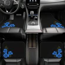 Juego de 4 alfombrillas flotantes azules, altamente absorbentes y compatibles con TESLA, SUV y sedanes - Hechas de poliéster duradero, fáciles de mantener, proporcionan protección para todo el año para los asientos delanteros y traseros, regalos perfectos tanto para hombres como para mujeres - Multicolor - Ver 1