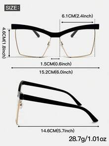 1 pezzo Montatura per occhiali da vista unisex in metallo, stile occhio di gatto quadrato, contrasto di colori, stile retrò Y2K, minimalista, moda streetwear - Trasparente - Visualizzare 12