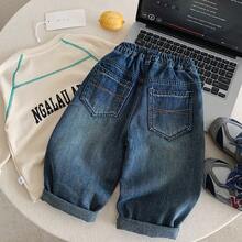 2026 Nuevos Jeans de Primavera para Niños, Jeans Casuales de Moda Personalizados con un Bolsillo Desgastado - Azul - Ver 3