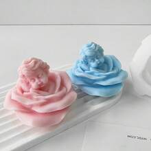 Rose Angel Baby Scented Candle Silicone Mold, DIY Angel Baby Plaster Mold, Wedding Favor Soap Mold - White - View 4
