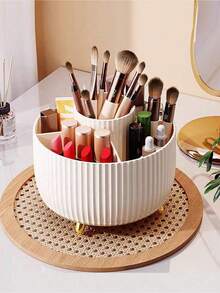 1pc 360 Degree Rotating Makeup Box, Stationery Storage Box, Pen Holder, Cosmetic Display Rack, Multi-Function Makeup Brush Holder, Skincare Storage Box, Plastic Makeup Brush Organizer - 彩色 - 查看 6