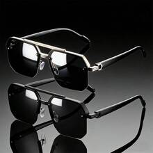 两副经典复古双梁多边形金属框眼镜，男女通用，适合日常佩戴及各种场合，是理想的送礼之选。 - 彩色 - 查看 2