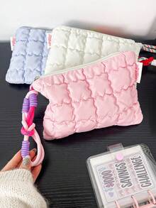 1pc Solid Color Plaid Quilted Multipurpose Storage Pouch, 6 Inch E-Reader Case Suitable For Kindle Accessories, Women's Accessories, Coin Purse, Cosmetic Bag, MP3/MP4/MP5 Storage Bag, Phone Bag, Suitable For Kindle Paperwhite E-Book Reader, 6 Inch E-Reader Case Suitable For Kindle/Boox Electronic Devices Protection Bag, Student Daily Use, Travel Essentials, Household Necessities - Multicolor - View 8