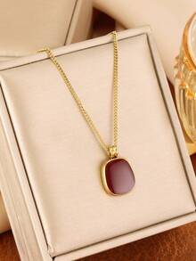 3pcs Stainless Steel Casual Bohemian Drip Oil Heart Shaped Necklace & Earrings Set, Daily Wear - Oil-dripping Jewelry - View 3