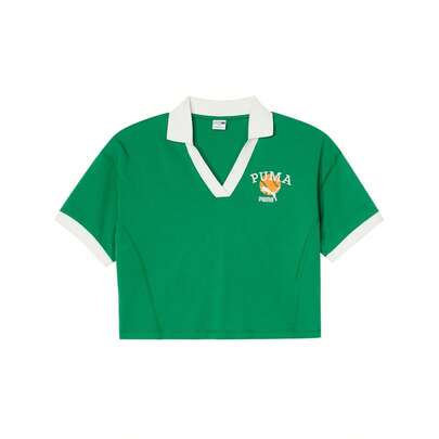 Puma Women's Short Sleeve Collared Polo Shirt, Casual Sports Crop Top, Spring/Summer