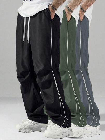 男士夏季休闲运动裤，纯色简约设计，透气舒适，可调节抽绳腰带，适合日常穿着、户外活动、通勤、旅行等多种场合。