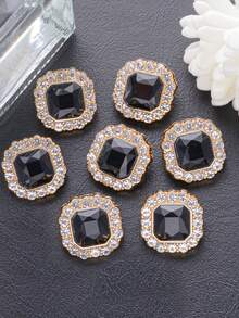7pcs Colorful Square Synthetic Gemstone & Glass Metal Buttons, Suitable For Women's Jackets, Sweaters, Furs, Uniforms, Elegant Decorative Buttons, DIY Bag & Jewelry Accessories - Multicolor - View 25