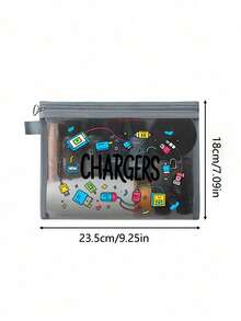 Multi-Color Mesh 'charges' Themed Organizer Pouch, Transparent Mesh Zipper Bag For Charging Cables,Cosmetics, Snacks & Medication Storage,Portable Mesh Pouch For Daily Organization, Travel & Gift-Giving To Tech Enthusiasts, Functional Mesh Storage Bag Ideal For Cable Management, Accessory Tidying,Small Gift Exchange, Birthday Gift, Mother's Day Gift - Multicolor - View 11