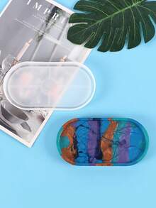 1pc/3pcs/6pcs Oval Crystal Epoxy Resin Coaster Mold, DIY Jewelry Earring Storage Tray Dish, Desktop Organizer Silicone Mold - Epoxy Resin Coaster Molds - View 5