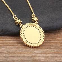 High Quality 18K Gold Plated Oval Shape Virgin Mary Pendant Necklace For Women Shiny Crystal Zirconia Charm Jewelry Everyday Party Gifts - Gold - View 3