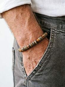 diffone 复古手工木珠手链 8mm 男士复古木质手链 时尚饰品 - 復古木頭手鍊 - 查看 6