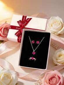 1盒锆石心形吊坠项链礼盒套装，可定制出生纪念项链，适合女性和女孩日常佩戴，也适合派对、约会、婚礼、新娘礼物、爱人礼物、母亲礼物、圣诞礼盒、生日礼物、闺蜜礼物等场合。 - 愛心項鍊 - 查看 3