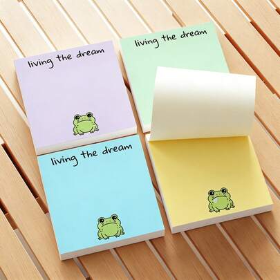 4 قطع ملصقات لاصقة بشكل ضفدع باكي مناسبة للمدرسة والمكتب والمنزل - 40 ورقة/لوحة (160) مع صفحات لاصقة، قابلة للإزالة - هدية ساخرة للطلاب والمعلمين (تعبيرات الضفدع الباكي)