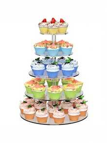 Multi-Tier Acrylic Cake Display Stand, Dessert Food Holder For Wedding, Birthday Party - Clear - View 11