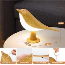 触控式木质小鸟夜灯，带香薰功能，USB充电式LED床头灯，适用于卧室、儿童房 - 多色光 - 查看 7