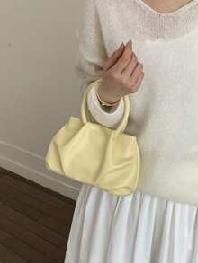 New Fashion Cloud-Shaped Pleated Handbag, Sweet Tote Bag, Crossbody Shoulder Bag For Women - Yellow - View 1