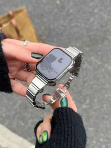 1条时尚金属表带，男女通用，兼容 Series Ultra2、Ultra 11、10、9、8、7、SE、6、5、4、3、2、1，时尚不锈钢表带，适用于40mm、42mm、44mm、45mm、49mm、38mm、41mm、46mm智能手表表带 - 銀色 - 查看 6