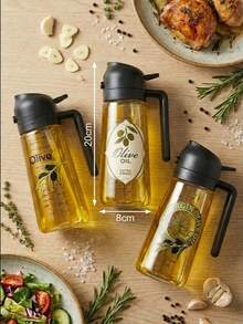 1个二合一橄榄油分配器兼烹饪喷雾器,自动翻盖,470毫升,黑/白(遮光),双用途厨房喷雾器,可重复填充设计,适用于烹饪、空气炸锅、沙拉、烧烤 - 查看 3