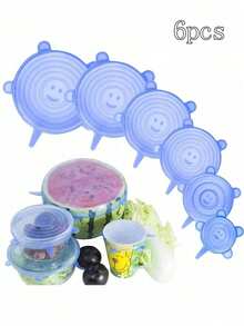LINKOOL 6pcs Silicone Universal Bowl Lid, Pot Lid, Food Can Lid, Reusable Food Preservation Plastic Film, Kitchen Accessories - Multicolor - View 14
