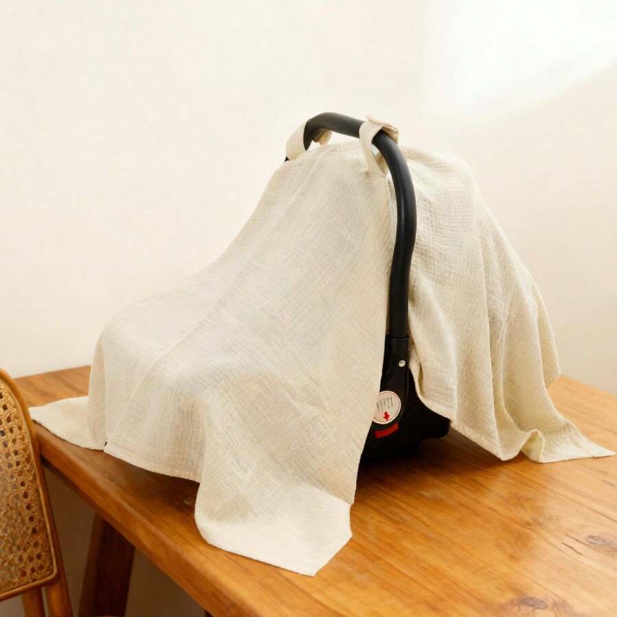 1件装棉纱布汽车安全座椅遮阳罩，婴儿汽车安全座椅罩 - 柔软、透气、轻便，婴儿汽车安全座椅必备品 - 彩色 - 查看 1