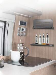 90 Degree Foldable Aluminum RV Wall Mount Rack - Space-Saving Storage Shelf For Campers And RVs, Bathroom Organizer, Durable Metal Holder For Phones, Keys And Accessories, Easy Installation, RV Accessories - Multicolor - View 3