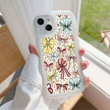 1pc Transparent Wave Shaped Protective Phone Case With Bowknot & Polka Dot Pattern, Suitable For Daily Use Compatible With IPhone17Air/17pro/17promax/17/16e/16/15/14/13/12/11/X/Xr/8/7/GalaxyA14/A15/A54/S24/S24Ultra Series - Clear - View 3