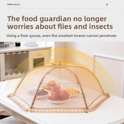Cubierta de alimentos transpirable, nueva cubierta de alimentos plegable para mesa, protector de alimentos, a prueba de polvo, a prueba de insectos, a prueba de moscas, cubierta de alimentos para el hogar tipo paraguas