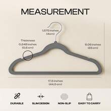 20-Pack Plush Clothes Hangers, Velvet Hangers,Luxurious, Traceless, High-Load-Bearing Wardrobe Hangers, Suitable For Clothing Storage In Bedrooms, Balconies, And Bathrooms, And Can Be Used To Hang Shirts, Coats, Dresses, Pants, Etc. - 灰色20pcs - 查看 4