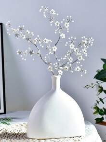 1pc Exquisite White Pearl Flower Artificial Flower With Shiny Silver Rhinestones, Creative Home Decor For Holiday, Wedding, Party, Gathering, Room And Tabletop Decoration - Silver - View 6