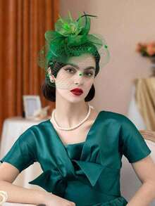 1pc 20s/50s Style Mini Hat, Pillbox Hat, Tea Party Headpiece With Veil, Suitable For Girls And Women - 彩色 - 查看 6